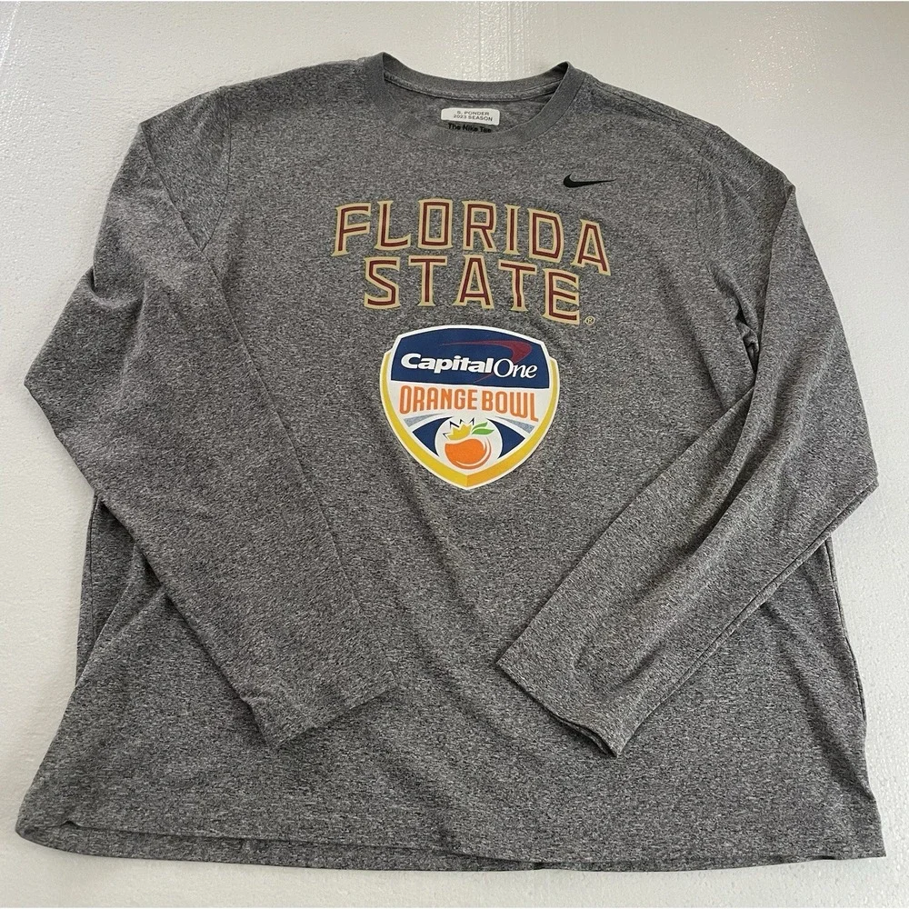 Florida State University Seminoles Team Issued Nike Orange Bowl Shirt Sz XL